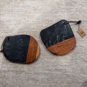 Acacia and Marble Serving Trays